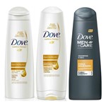 Ficha técnica e caractérísticas do produto Kit Dove Óleo Nutrição Shampoo 400ml + Condicionador 400ml + Shampoo Dove Men Care 2 em 1 Força Resistente 400ml - Dove