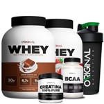 Kit Duplo Whey Protein Original + Bcaa + Creatina + Shaker