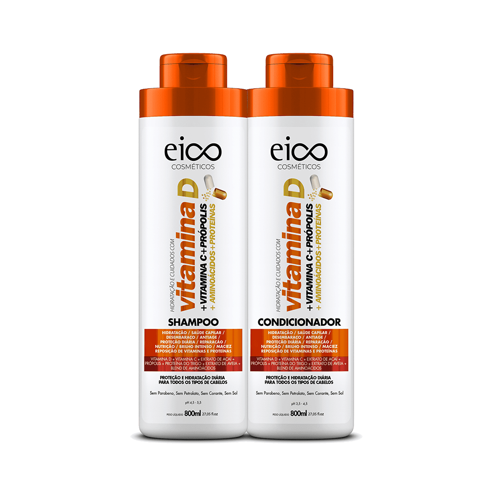 Ficha técnica e caractérísticas do produto Kit Eico Shampoo + Condicionador 800ml Vitamina D