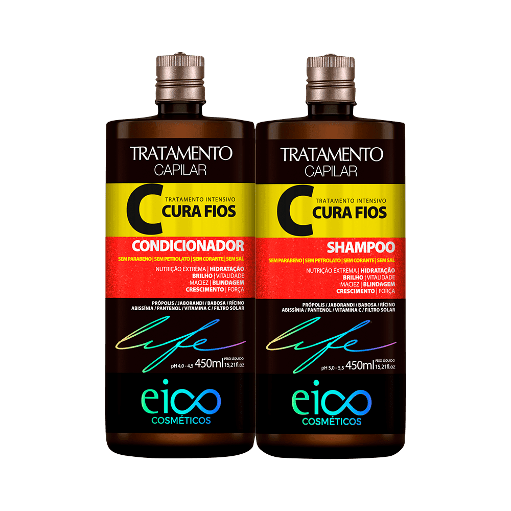 Ficha técnica e caractérísticas do produto Kit Eico Shampoo + Condicionador Cura Fios 450ml