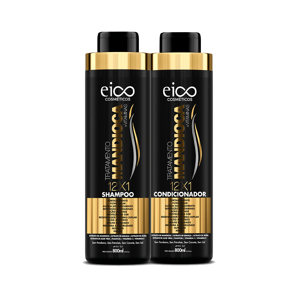 Ficha técnica e caractérísticas do produto Kit Eico Shampoo + Condicionador Mandioca 800ml