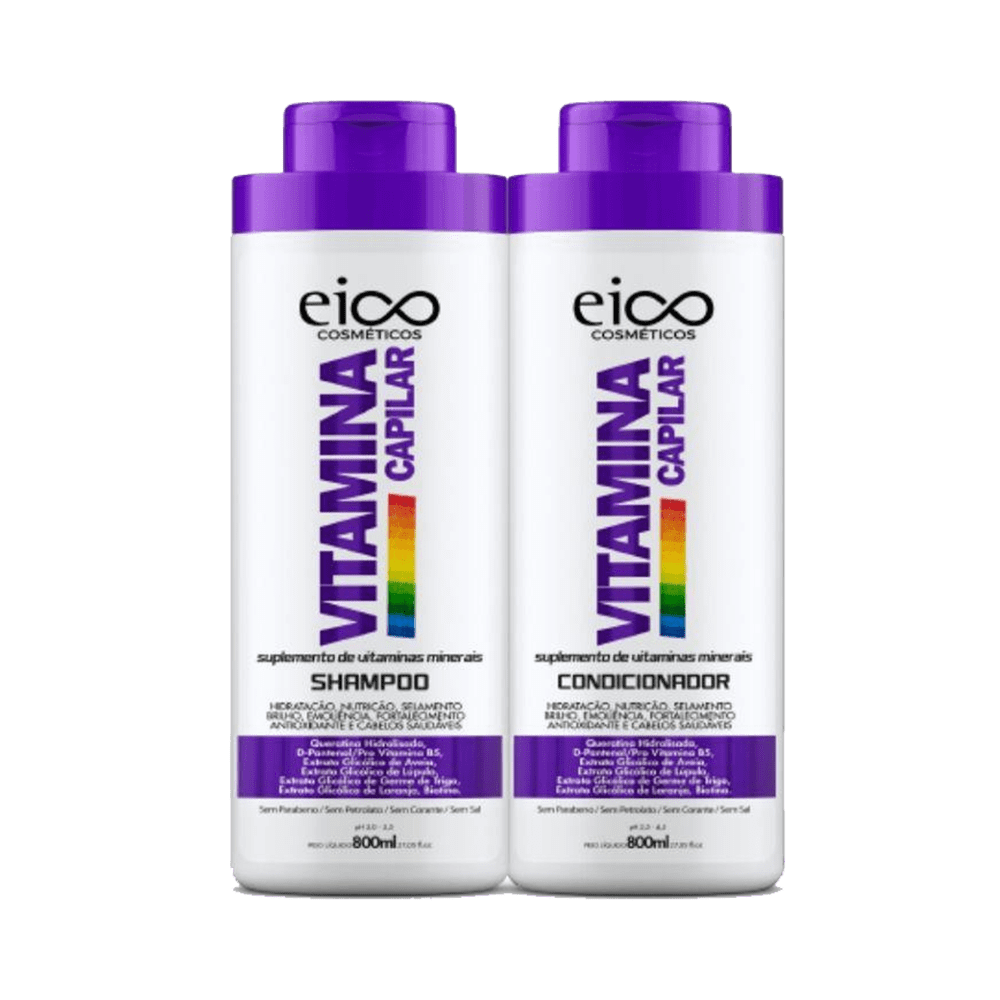 Kit Eico Shampoo + Condicionador Vitamina Capilar 800ml