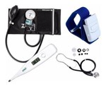 Ficha técnica e caractérísticas do produto Kit Enfermagem Acadêmico Esfigmomanômetro Estetoscopio Preto - Premium