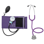 Kit Enfermagem Esteto Spirit Pro-lite Violeta + Aparelho de Pressão P.A.Med Adulto Nylon Velcro Roxo