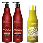 Ficha técnica e caractérísticas do produto Kit Escova Progressiva Ingel Maxx 2x1L Forever Liss e Matizador Gold 500ml Intensy Color Lé Charmes