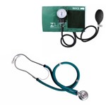 Kit Esfigmomanometro Verde + Estetoscópio Simples Premium