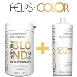 Ficha técnica e caractérísticas do produto Kit Felps Pó Descolorante Premium Blond + Ox Água Oxigenada 20 VOL