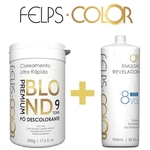 Ficha técnica e caractérísticas do produto Kit Felps Pó Descolorante Premium Blond + Ox Água Oxigenada 8 VOL
