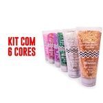 Kit Gel Glitter Bisnaga Corporal E Rosto - Coleção Brasa DA POP - 6 cores diferentes