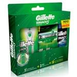 Kit Gillette Mach3 Aqua-Grip Sensitive + 2 Cargas + Gel de Barbear Complete Defense 72 Ml