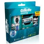 Kit Gillette Mach3 Regular Aqua-Grip + 2 Cargas + Gel de Barbear Complete Defense 72 Ml