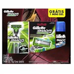 Ficha técnica e caractérísticas do produto Kit Gillette Mach3 Sensitive Aparelho de Barbear + 2 Cargas Grátis Mini Gel 71g