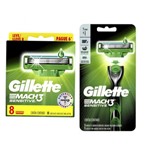 Kit Gillette sensitive, contendo uma caixa de cartucho leve 8 pague 6 mais um aparelho de barbear Mach 3 sensitive.