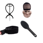Ficha técnica e caractérísticas do produto Kit Hair Grip + Suporte + Escova + Wig Cap Preta Peruca