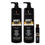 Kit Hidrabell Whey Hair Protein Sh 1L + Cond 1L + Amp 40Ml