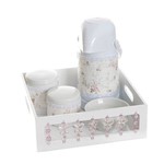 Ficha técnica e caractérísticas do produto Kit Higiene com Porcelanas e Capa Borboleta Rosa Quarto Bebê Menina
