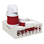 Ficha técnica e caractérísticas do produto Kit Higiene com Porcelanas e Capa Borboleta Vermelha Quarto Bebê Menina