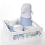 Ficha técnica e caractérísticas do produto Kit Higiene com Porcelanas e Capa Pedra Azul Quarto Bebê Menino