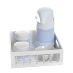 Ficha técnica e caractérísticas do produto Kit Higiene com Porcelanas e Capa Pedra Transparente Quarto Bebê Menino