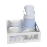 Ficha técnica e caractérísticas do produto Kit Higiene Com Porcelanas E Capa Pedra Transparente Quarto Bebê Menino