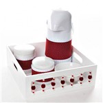 Ficha técnica e caractérísticas do produto Kit Higiene com Porcelanas e Capa Pedra Vermelha Quarto Bebê Menina