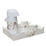 Ficha técnica e caractérísticas do produto Kit Higiene com Porcelanas e Capa Resina Rosa Grande Quarto Bebê Menina
