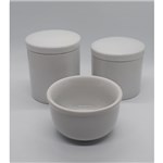 Ficha técnica e caractérísticas do produto Kit Higiene em Porcelana Cuidados com o Bebê - 3 Peças - Pote M, Pote G e Molhadeira - Branca