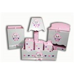 Ficha técnica e caractérísticas do produto Kit Higiene para Bebê em MDF Nuvem Chuva de Amor Chuva de Bençãos Cinza e Rosa