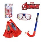 Ficha técnica e caractérísticas do produto Kit Infantil Máscara de Mergulho com Snorkel e Nadadeiras Avengers - Etitoys