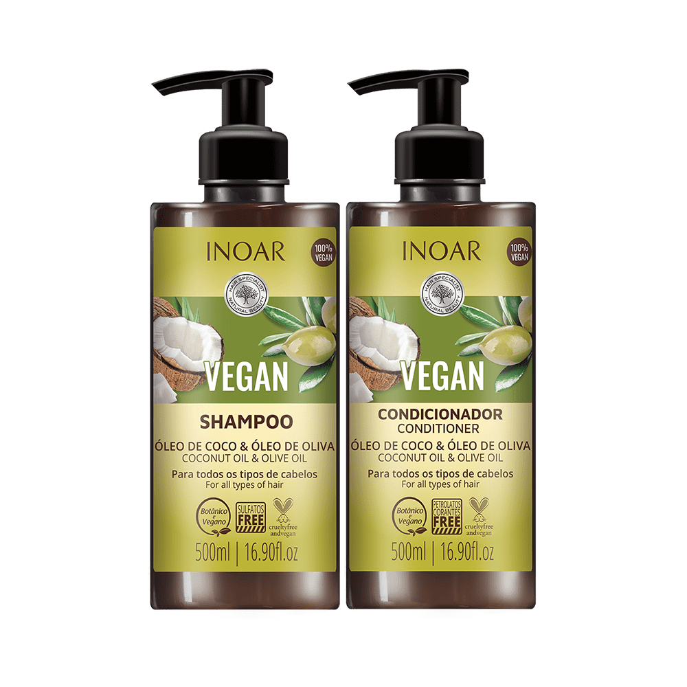Ficha técnica e caractérísticas do produto Kit Inoar Vegan Shampoo + Condicionador 500ml