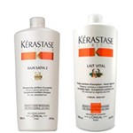 Kit Kerastase Nutritive Shampoo Bain Satin 2 + Condicionador Lait Vital + Pump