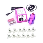 Ficha técnica e caractérísticas do produto Kit Lixa Elétrica Mercedes Rosa + 10 Presilhas Acrílicas 20mm Manicure Para Unhas