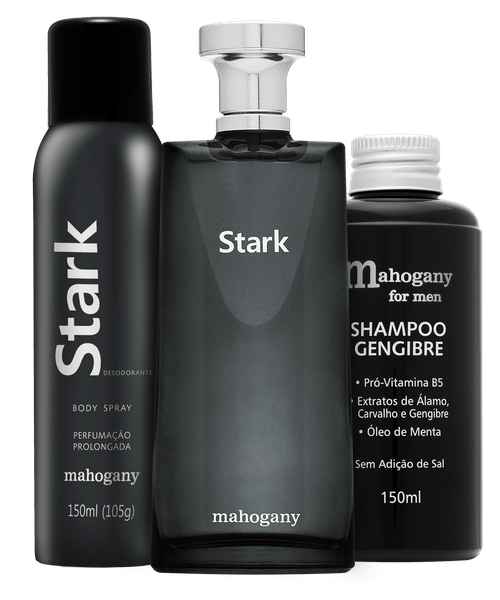 Ficha técnica e caractérísticas do produto Kit Mahogany Desodorante Aerosol + Fragrância Stark + Shampoo For Men 150ml