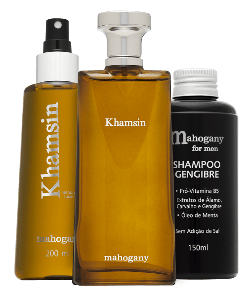 Ficha técnica e caractérísticas do produto Kit Mahogany Desodorante Spray + Fragrância Khamsin+ Shampoo For Men 150ml