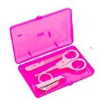 Ficha técnica e caractérísticas do produto Kit Manicure Tesoura Cortador e Lixa Rosa - Lolly