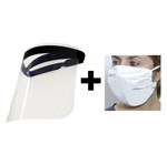 Ficha técnica e caractérísticas do produto Kit 1 Máscara Protetor Facial Face Shield + 10 Máscaras de Rosto Lavável Tecido