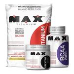 Ficha técnica e caractérísticas do produto Kit Max Titanium Massa 3kg , Creatina 150g E Bcaa 100 Cáps