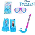 Kit Mergulho com Mascara Snorkel Pe de Pato Frozen