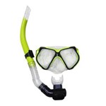 Ficha técnica e caractérísticas do produto Kit Mergulho Mascara Praia Mar Tubo Respirador Par Pe de Pato - Verde - 42 - 43