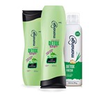 Ficha técnica e caractérísticas do produto Kit Monange Linha Completa Detox: Shampoo 325Ml, Condicionador 325Ml e Desodorante Aerossol 150Ml