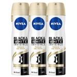 Ficha técnica e caractérísticas do produto Kit Nivea Desodorante Aerosol Feminino Black&White Toque de Seda 150ml 3 Unidades