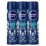 Ficha técnica e caractérísticas do produto Kit Nivea Desodorante Masculino Aerosol Active Dry Fresh 150ml 3 Unidades