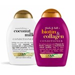 Kit Ogx Condicionador Coconut Milk 250ml + Condicionador Biotin Collagen 250ml