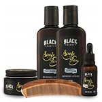 Kit Óleo + Balm + Pente + Shampoo + Condicionador para Barba Black Barts® Single Ron