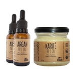 Kit 2 Óleo de Argan 30mL+1 Manteiga de Karité 100g AFRIKKANA | vegano | 100% puro | orgânico | pele e cabelo | AntiOX, nutrição e hidratação | Registro na Anvisa