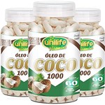 Ficha técnica e caractérísticas do produto Kit 3 Óleo de Coco Extra Virgem 1200mg Unilife 60 Cápsulas