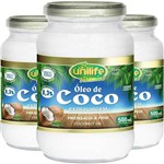 Ficha técnica e caractérísticas do produto Kit - 3 Óleo de Coco Extra Virgem Unilife 500ml