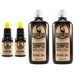 Kit 2 Oleo para Barba + 2 Shampoo Cabelo Bigode Barber Shop