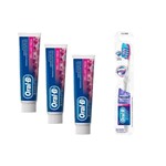 Ficha técnica e caractérísticas do produto Kit Oral-B 3D White Escova Dental Proflex + Cremes Dentais Brilliant Fresh 70g - 3 Unidades - Oral B