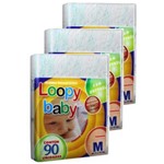 Ficha técnica e caractérísticas do produto Kit 3 Pacotes Fralda Infantil Loopy Baby M 270 (3x90) Unidades